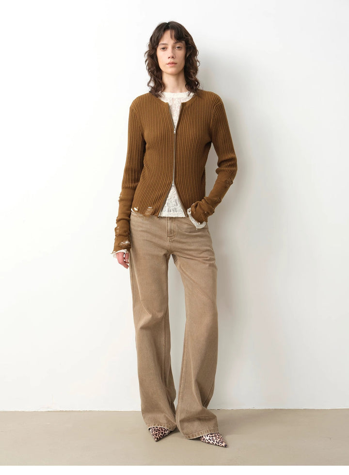 "Pure Flared" Japanese imported fabric Vintage retro washed loose flared jeans for women by Firelady Fur