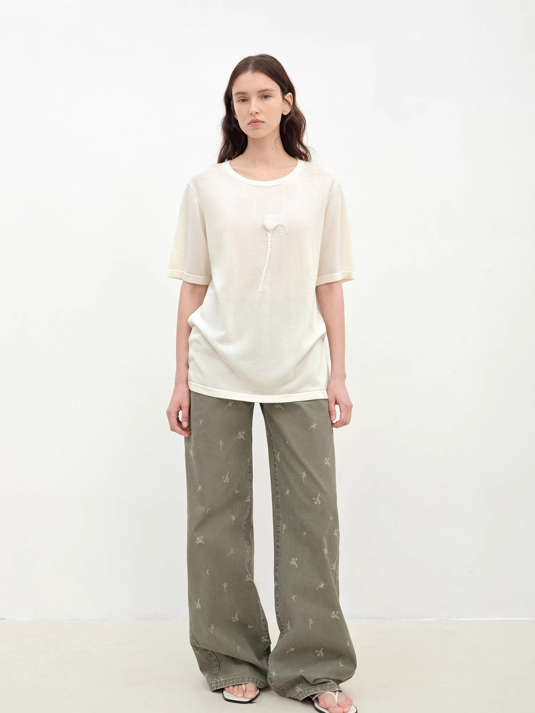 "Carol Pie" loose high-waisted wide-leg calla lily print jeans for women by Firelady Fur