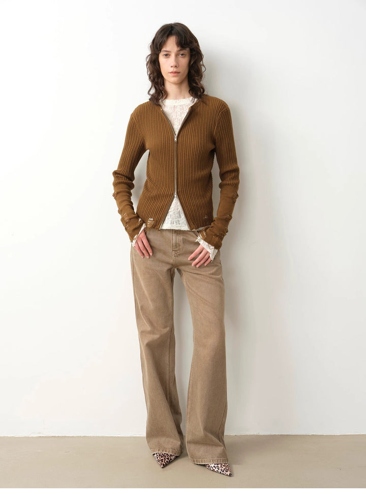 "Pure Flared" Japanese imported fabric Vintage retro washed loose flared jeans for women by Firelady Fur