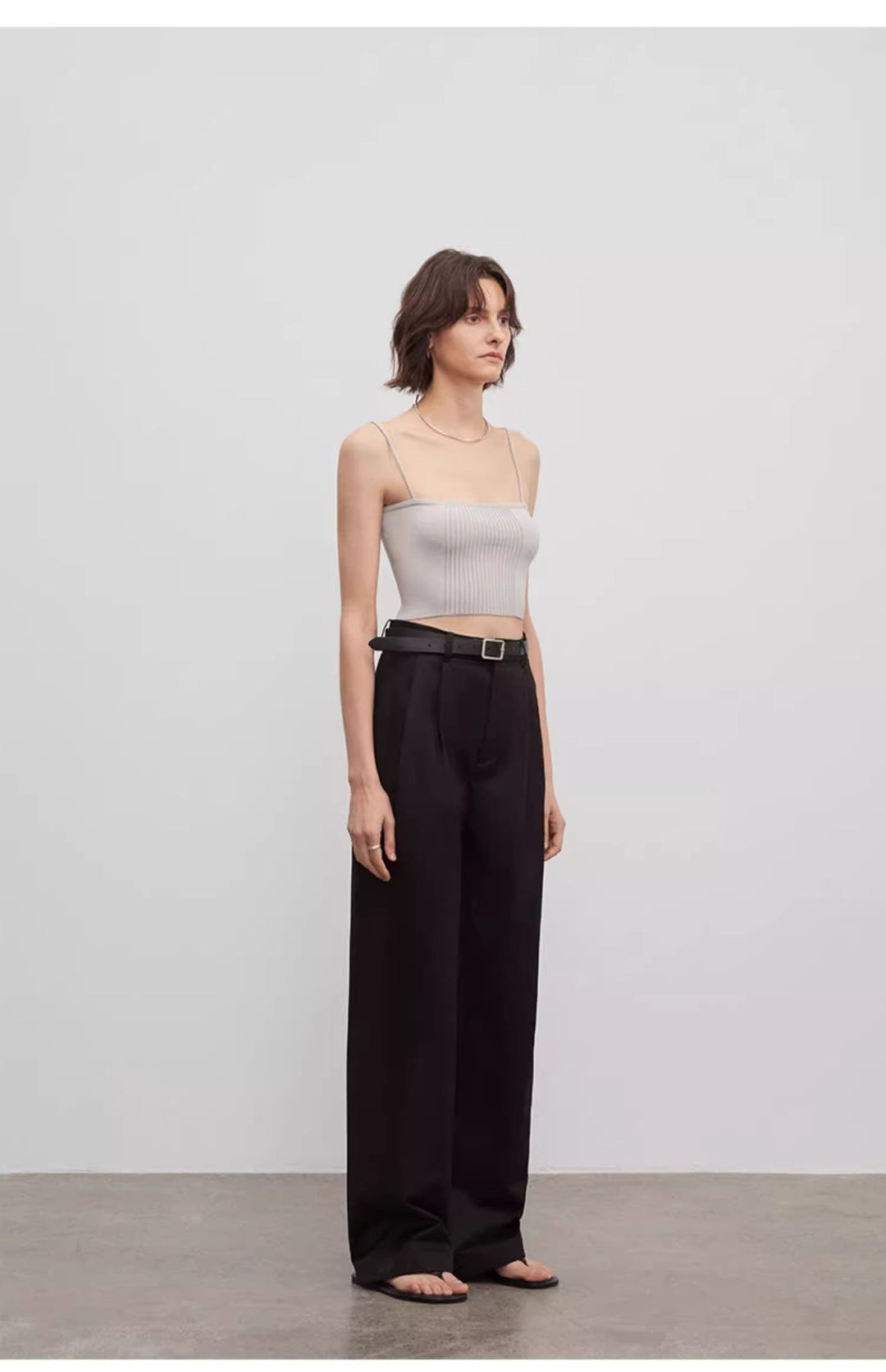 Spliced double-pleat wide-leg trousers straight-leg trousers for women by Firelady Fur