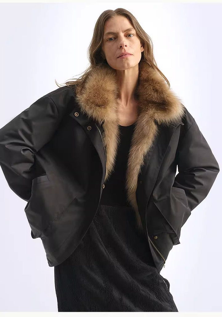 Fireladyfur Women's Water-Repellent Goose Down Parka with Removable Fox Fur Collar by Firelady Fur