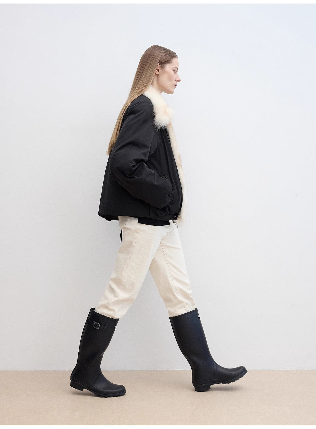 Fireladyfur Women's Detachable Contrasting Fox Fur Collar Down Jacket"Day and Night Rider" by Firelady Fur