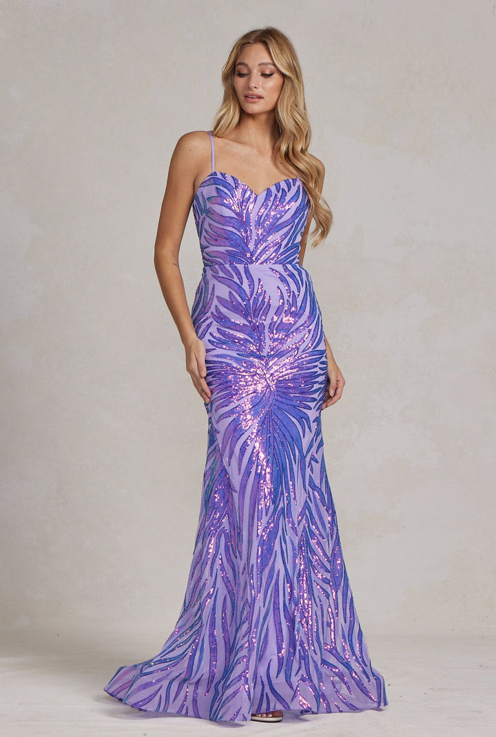 Embroidered Sequins Sweetheart Open Back Mermaid Long Evening Dress NXR1072
