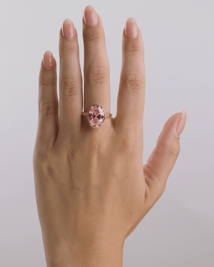 Pink Sapphire Oval Cut CZ Cocktail Ring