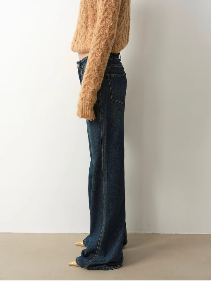 "Pure Flared" Japanese imported fabric Vintage retro washed loose flared jeans for women by Firelady Fur