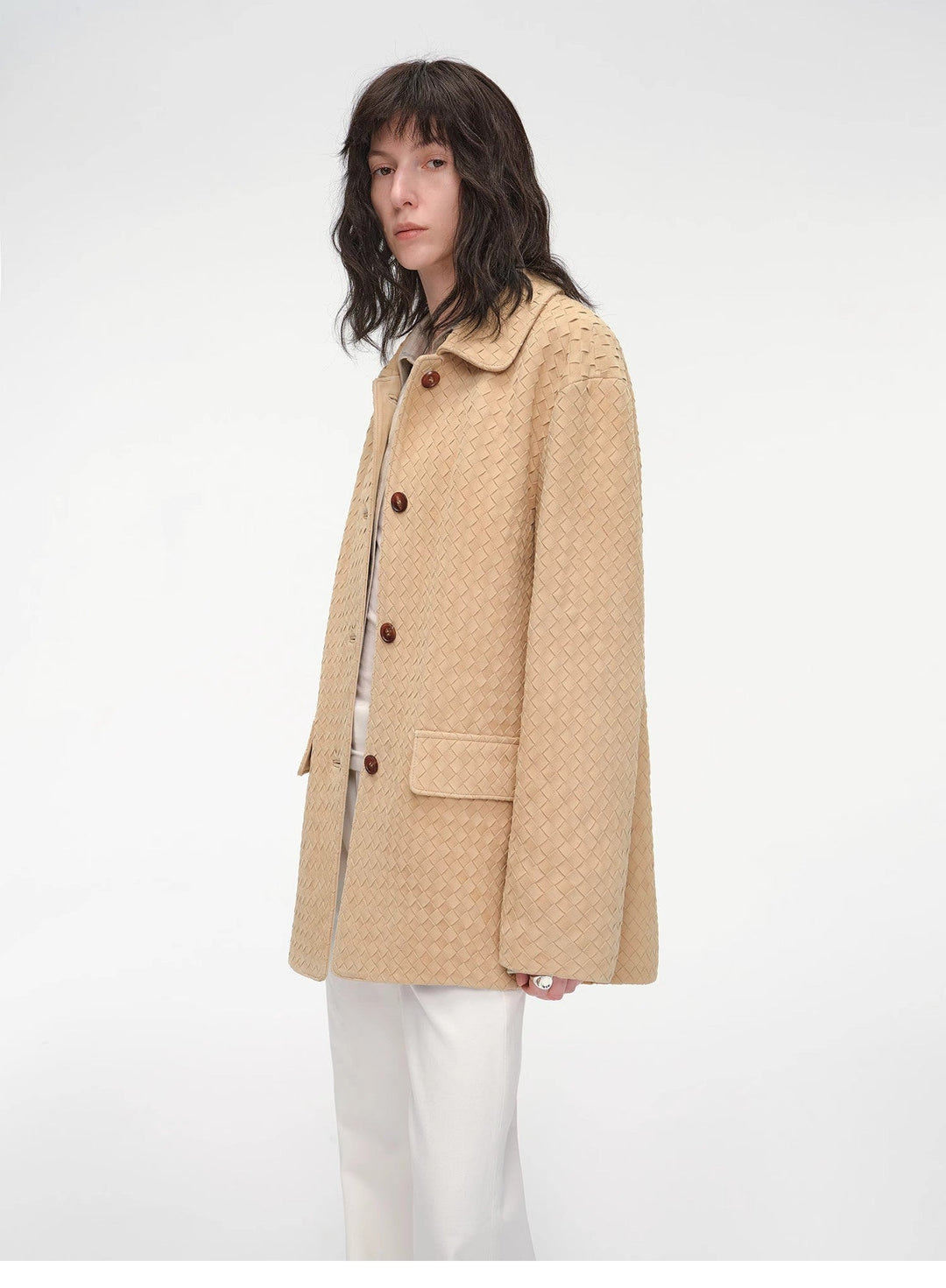 New Zealand imported lambskin perforated woven leather jacket spring"Rembrandt Night" by Firelady Fur