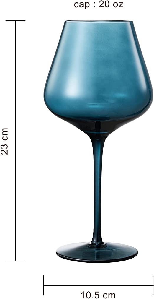 Colored Crystal Wine Glass Set of 6 - Large 20 oz (Pastel)