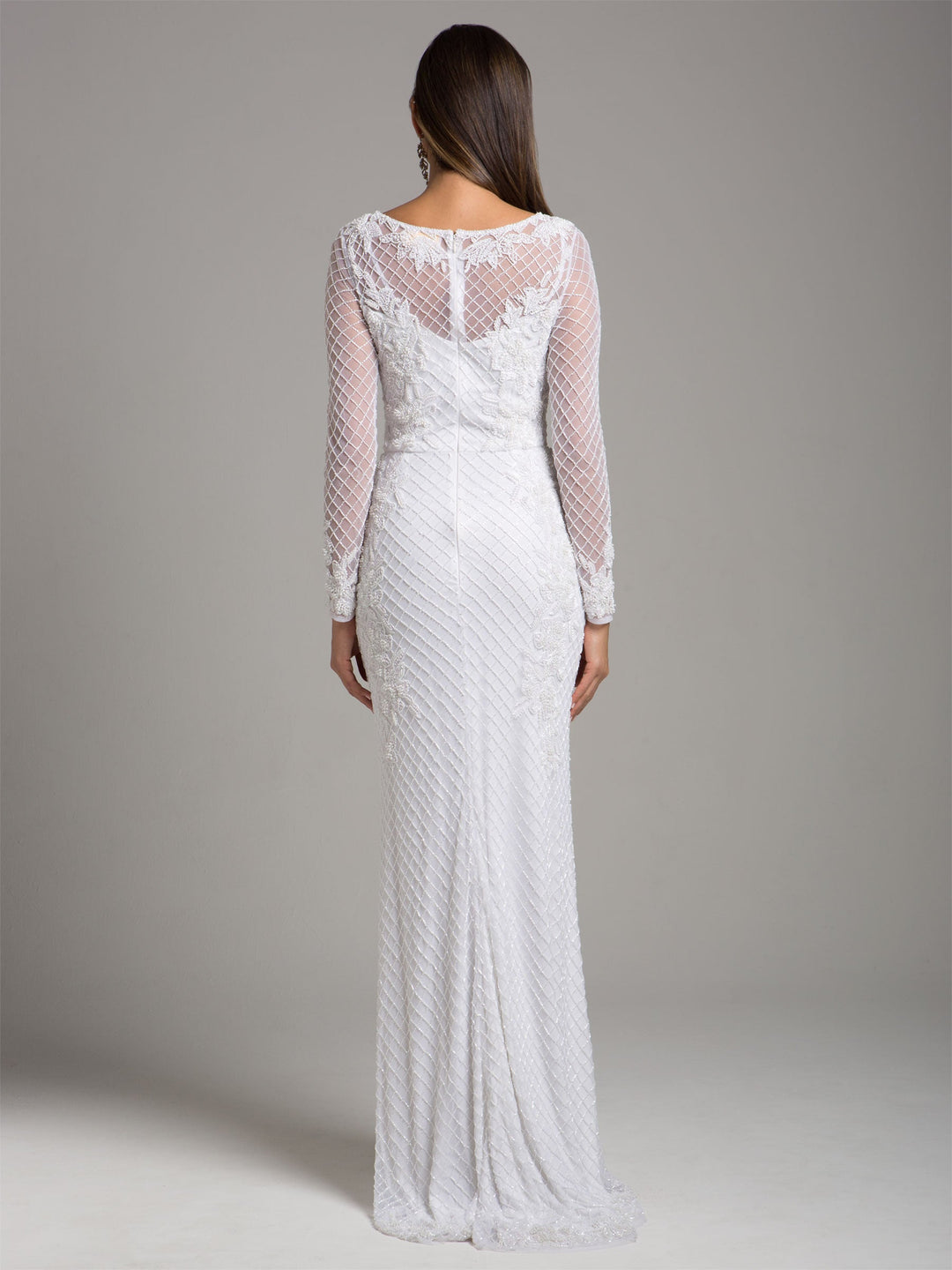 Lara 51004 - High Neck, Long Sleeve Beaded Wedding Gown
