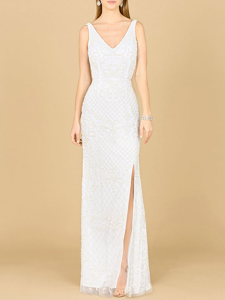 Beaded Bridal Gown with Lace Up Back