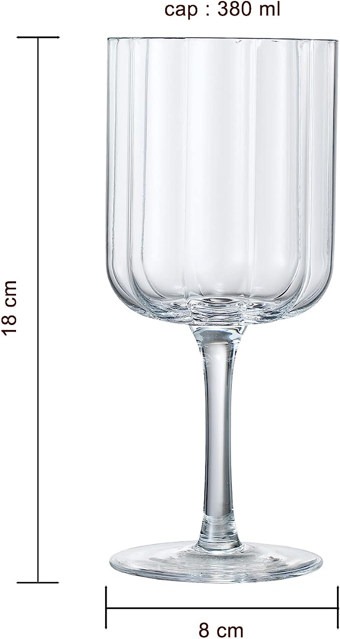 Flower Vintage Wine Glassware - Set of 2-13 oz (Clear)