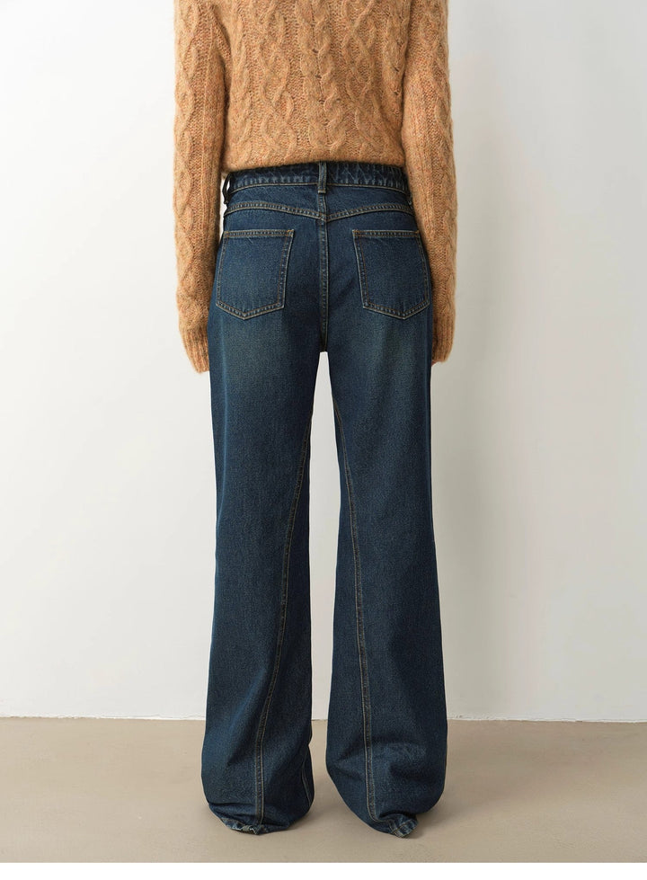 "Pure Flared" Japanese imported fabric Vintage retro washed loose flared jeans for women by Firelady Fur