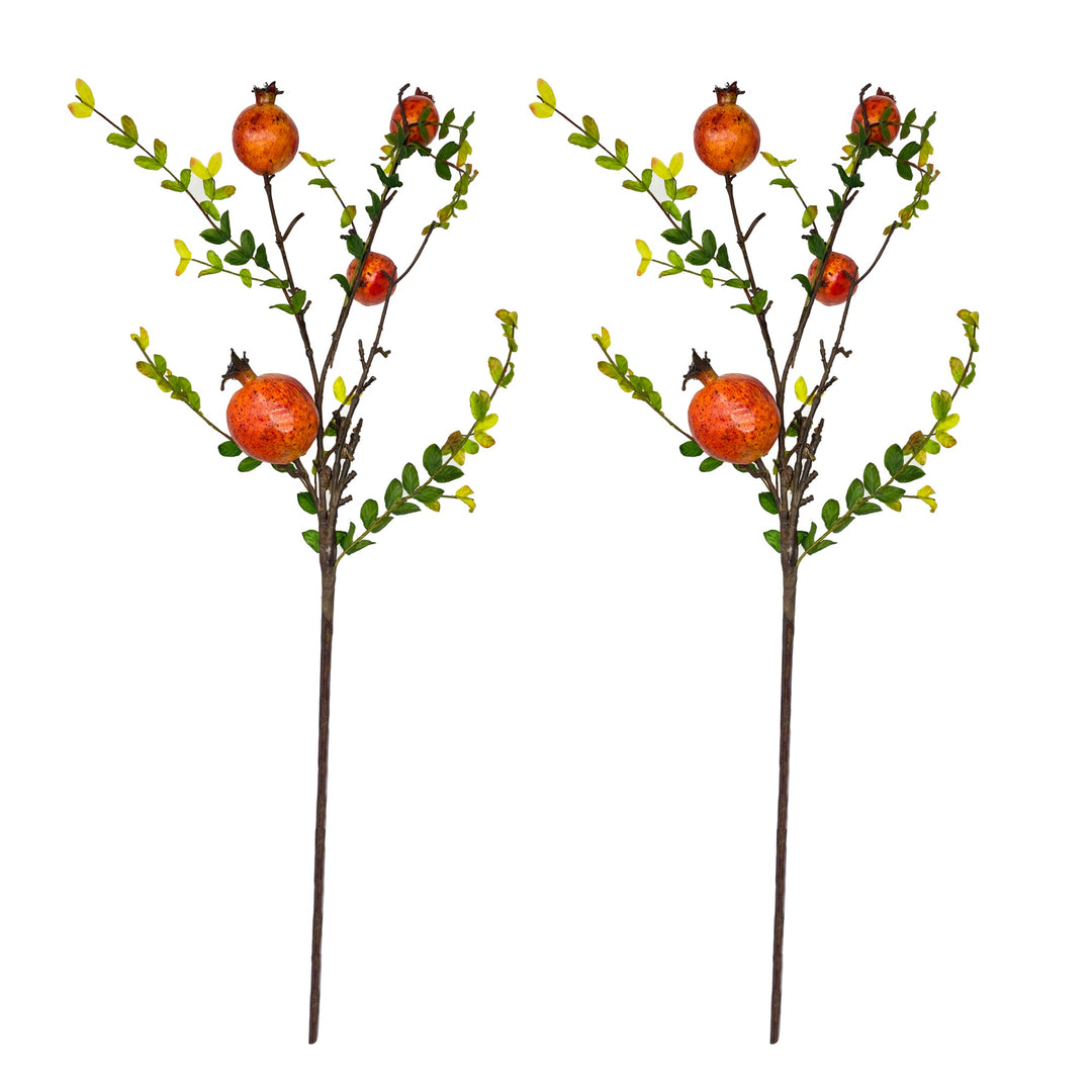 28-Inch Artificial Pomegranate Stems (set of 2) by Sun Decorer