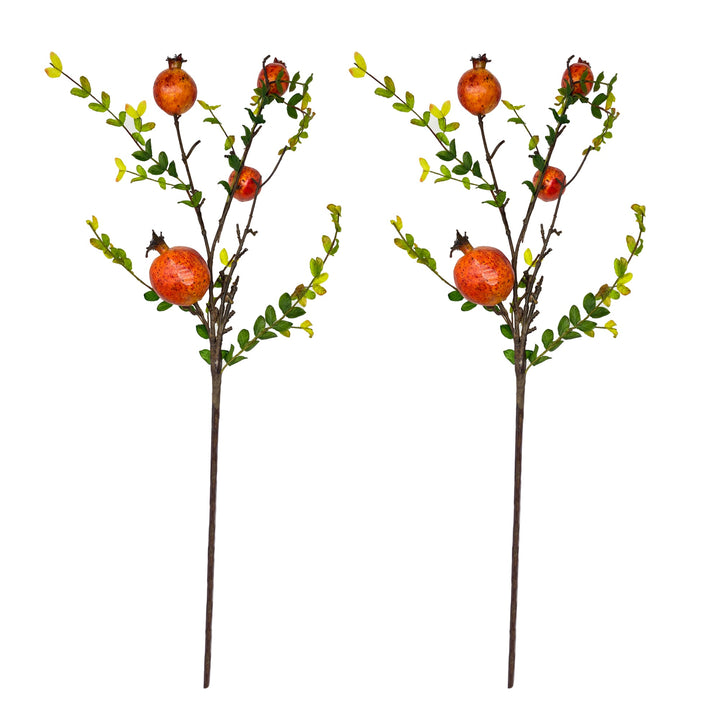 28-Inch Artificial Pomegranate Stems (set of 2) by Sun Decorer