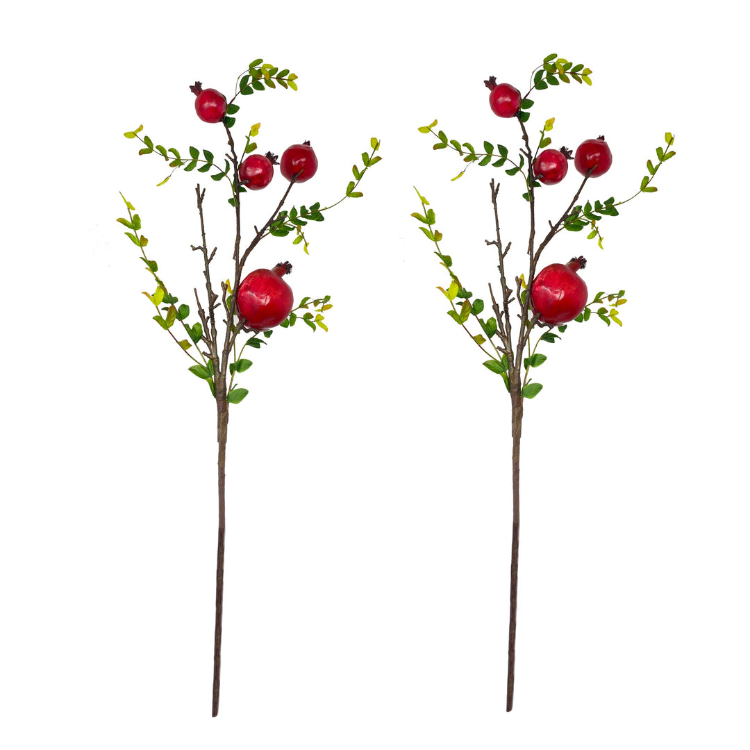 28-Inch Artificial Pomegranate Stems (set of 2) by Sun Decorer