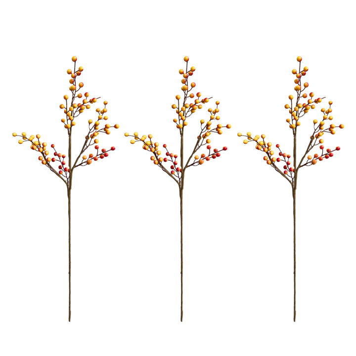 28 inch Tall Artificial Christmas Berries Holiday Berries Stems (Set of 3) by Sun Decorer