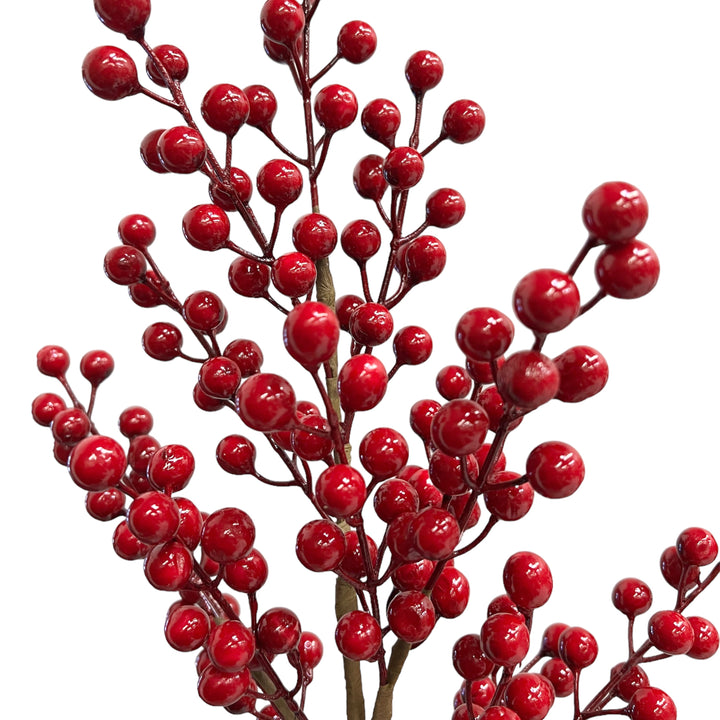 30 inch Tall Artificial Christmas Berries Holiday Berries Stems Red (Set of 3) by Sun Decorer