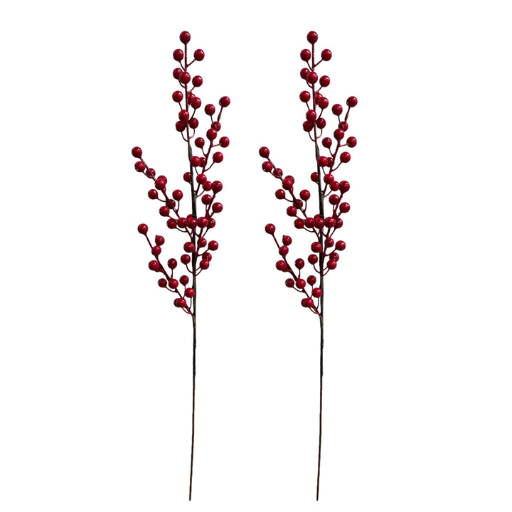 Festive Set of 2 Artificial Christmas Berry Stems - Perfect for Holiday Decor! by Sun Decorer