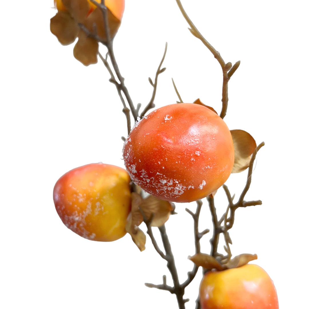 Set of 2 Artificial Persimmon Branch Stems with a Touch of Artificial Snow, 30 inches Tall by Sun Decorer