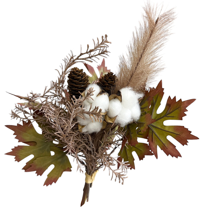 Autumn Artificial Maple Leaf and Pinecone Bouquet Arrangement by Sun Decorer