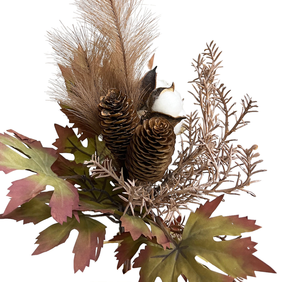 Autumn Artificial Maple Leaf and Pinecone Bouquet Arrangement by Sun Decorer