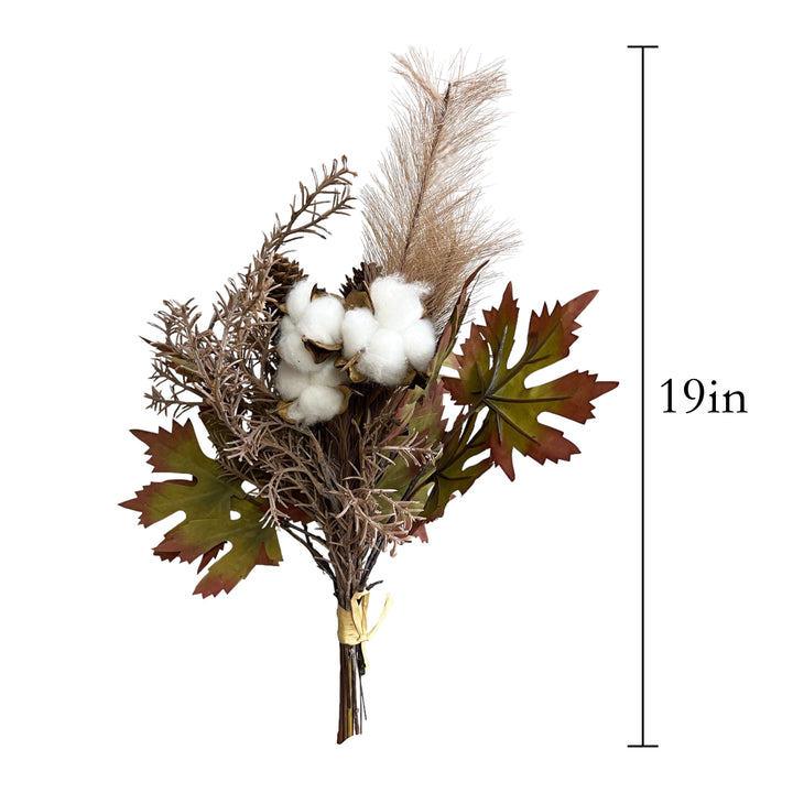 Autumn Artificial Maple Leaf and Pinecone Bouquet Arrangement by Sun Decorer