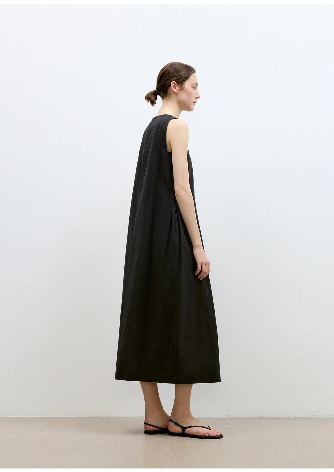 "Deyanuo" hemp three-dimensional hourglass sleeveless round neck loose slim dress for women by Firelady Fur