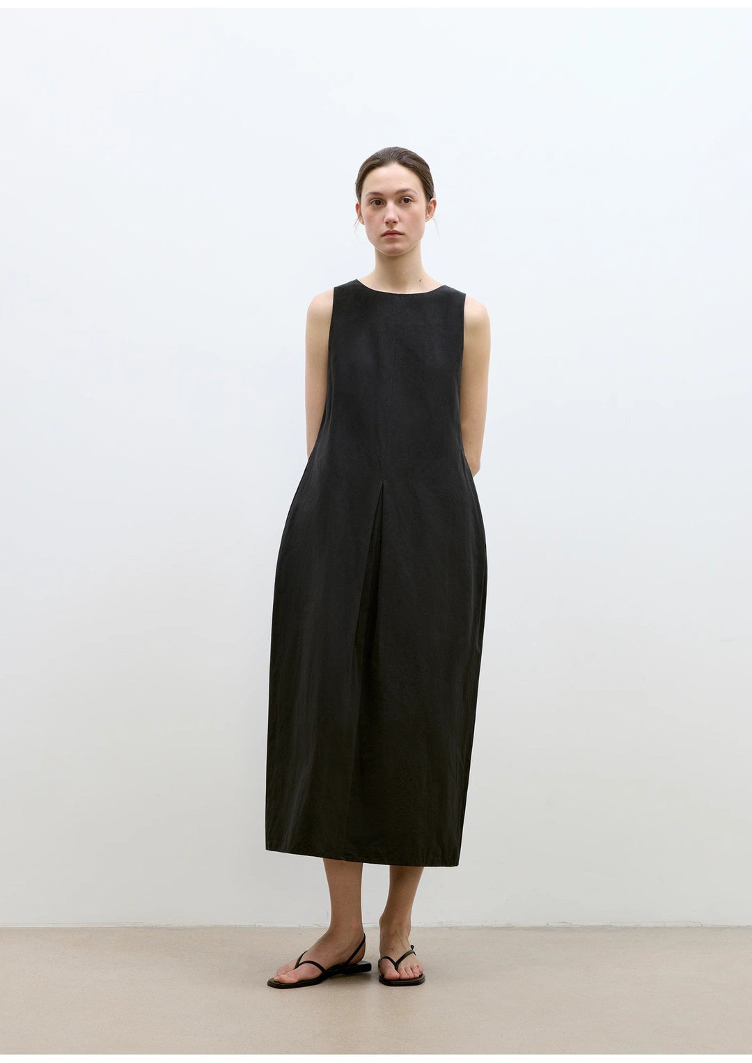 "Deyanuo" hemp three-dimensional hourglass sleeveless round neck loose slim dress for women by Firelady Fur