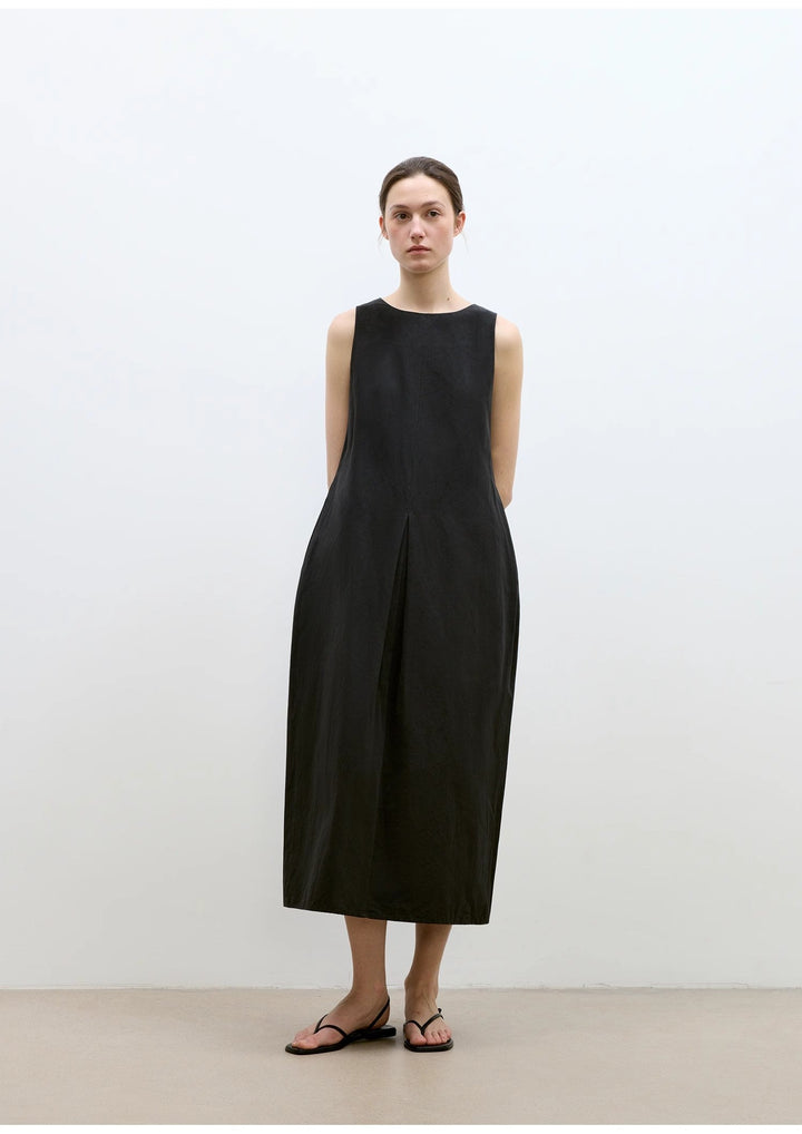 "Deyanuo" hemp three-dimensional hourglass sleeveless round neck loose slim dress for women by Firelady Fur