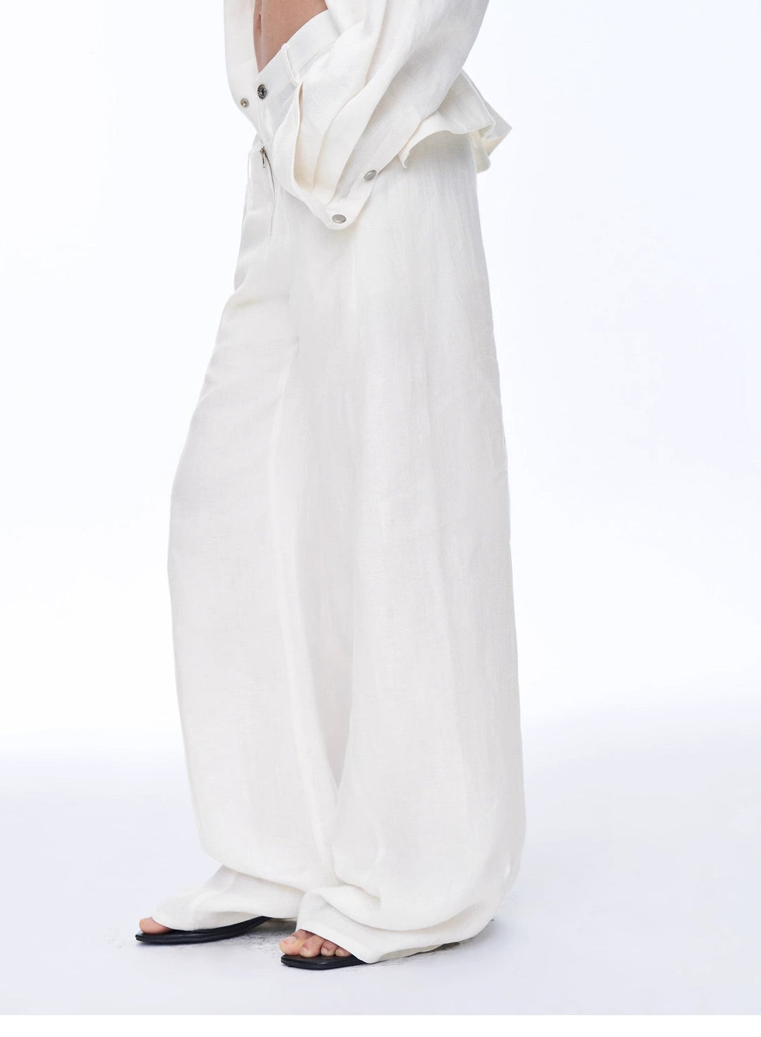 Fireladyfur Women's Stand-up Silhouette Double Waist Linen Trousers"Berlin Street" by Firelady Fur