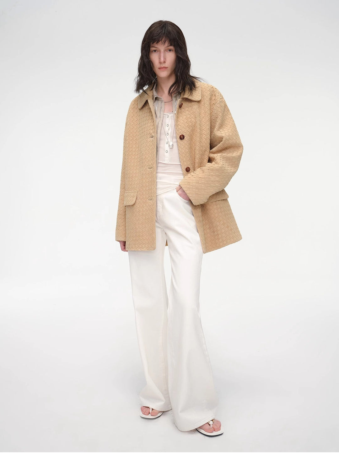 New Zealand imported lambskin perforated woven leather jacket spring"Rembrandt Night" by Firelady Fur