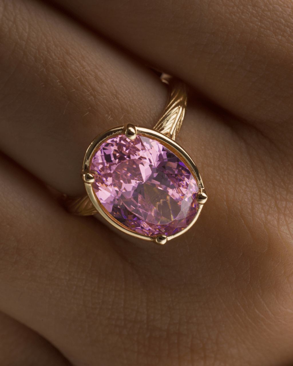 Pink Sapphire Oval Cut CZ Cocktail Ring