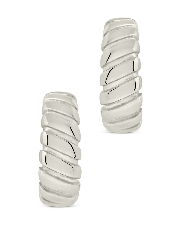 Ribbed Textured Huggie Hoop Earrings