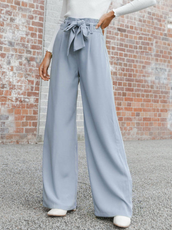 Simple Loose Wide Leg Solid Color Casual Pants Bottoms by migunica