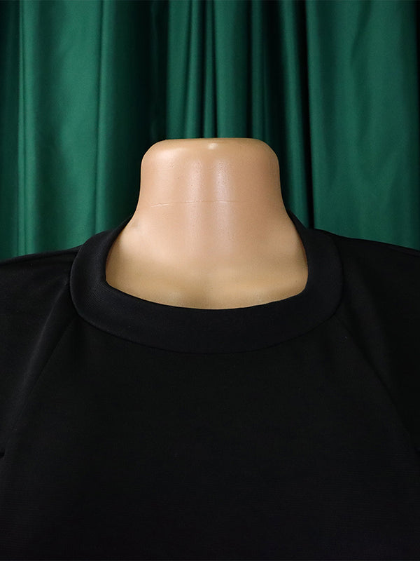 Short Sleeves Skinny Pleated Solid Color Split-Back Split-Front Split-Joint Round-Neck Midi Dresses by migunica