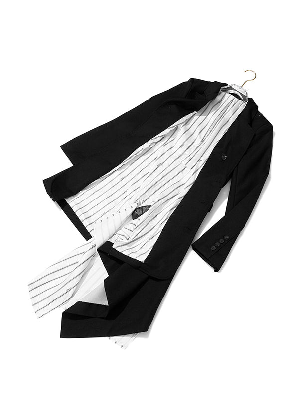 Casual Skinny Long Sleeves Striped Split-Joint Lapel Collar Blazer Mini Dresses by migunica