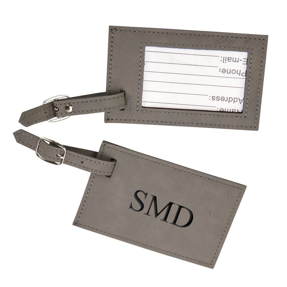 Leatherette Luggage Tag, Grey 2.75" X 4.375" by Creative Gifts