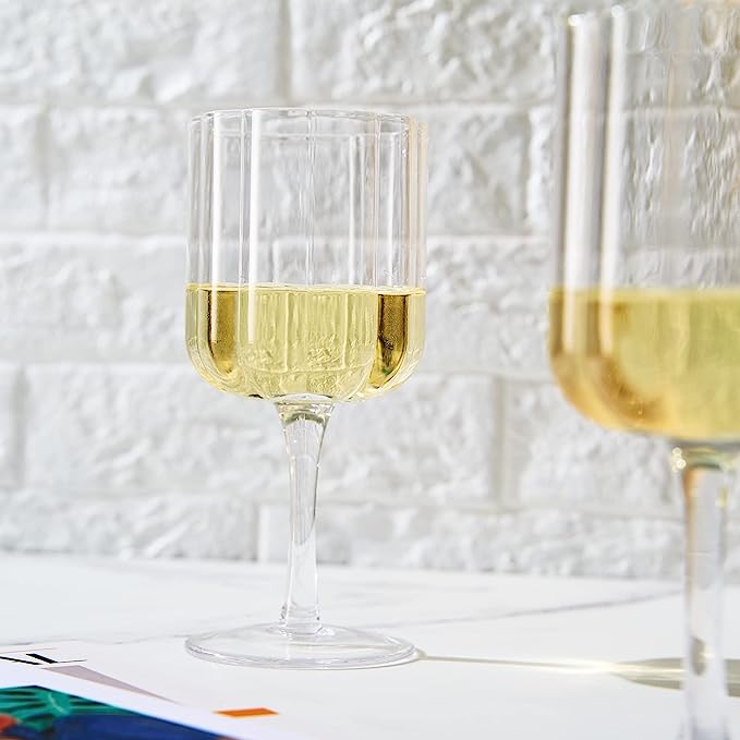 Flower Vintage Wine Glassware - Set of 2-13 oz (Clear)