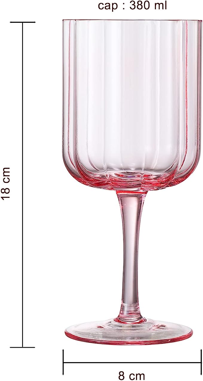 Flower Vintage Wine Glassware - Set of 2-13 oz (Pink)