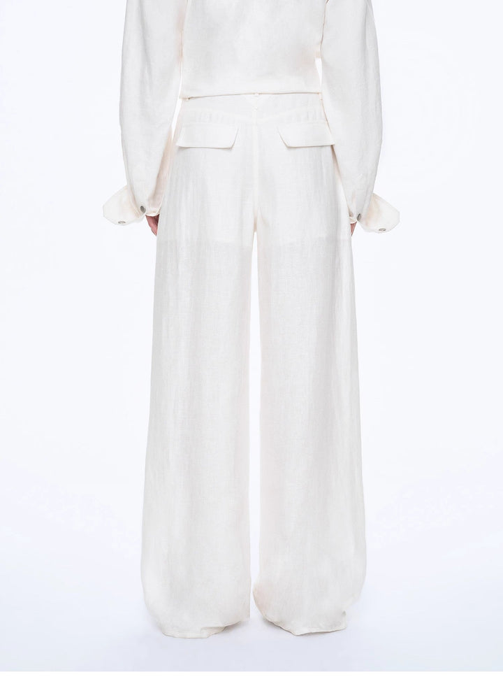 Fireladyfur Women's Stand-up Silhouette Double Waist Linen Trousers"Berlin Street" by Firelady Fur