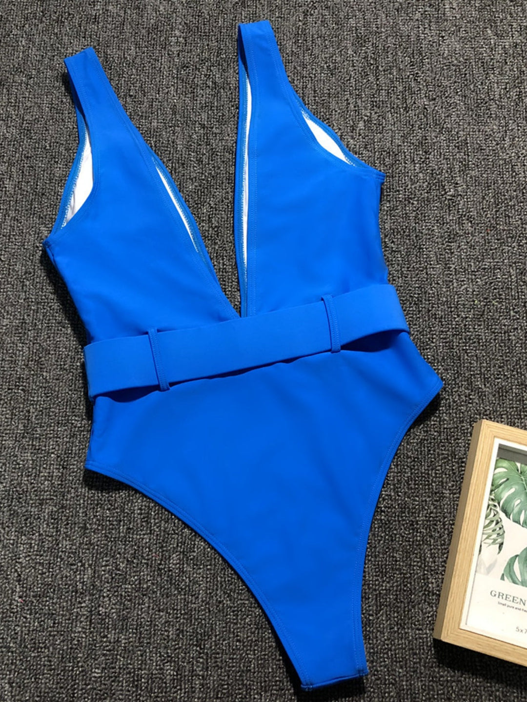 Plunge Belted One-Piece Swimwear by Coco Charli
