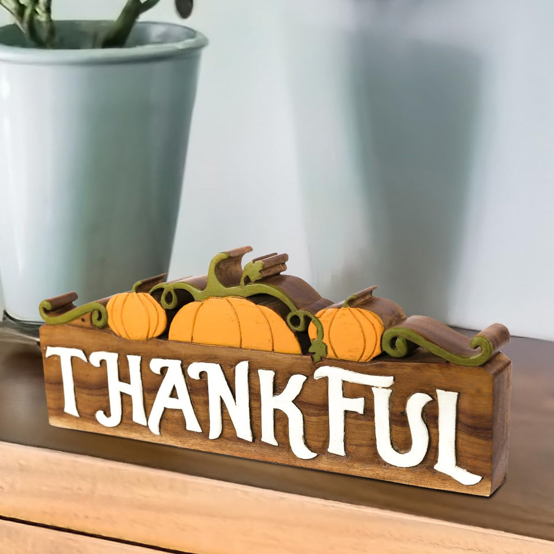 Thankful Handmade Wooden Sculpture by Decozen