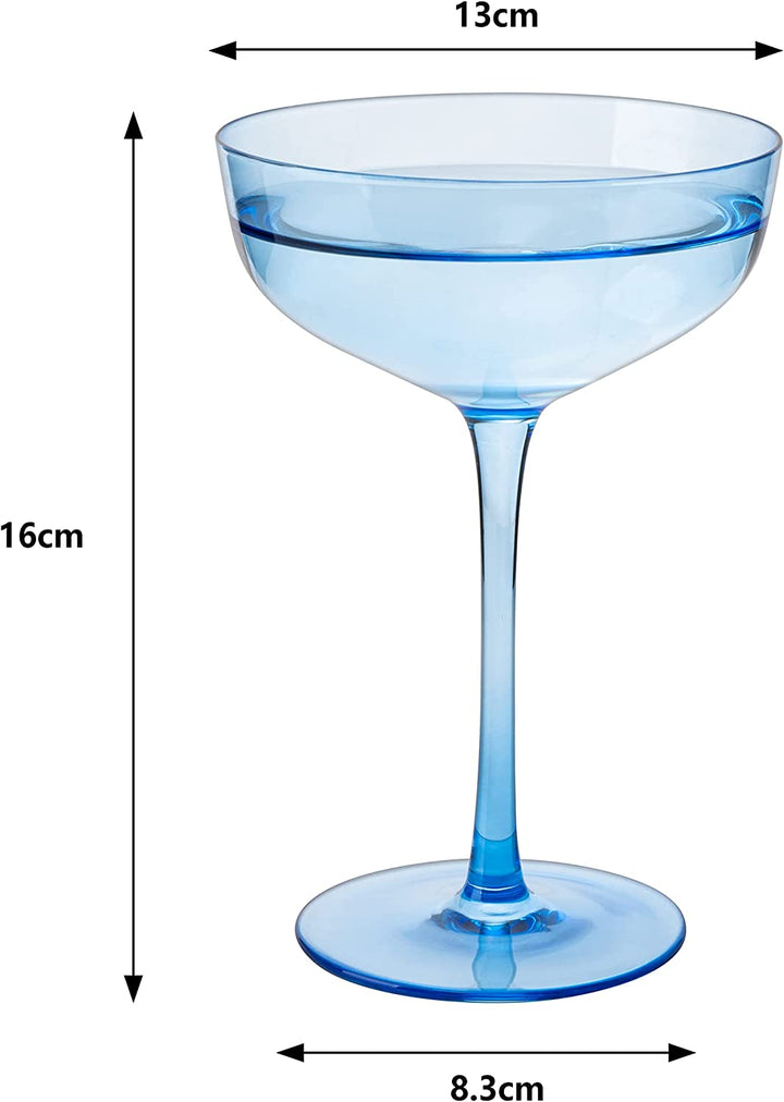 The Wine Savant Colored Coupe Glass | 7oz | Set of 4 (Blue)