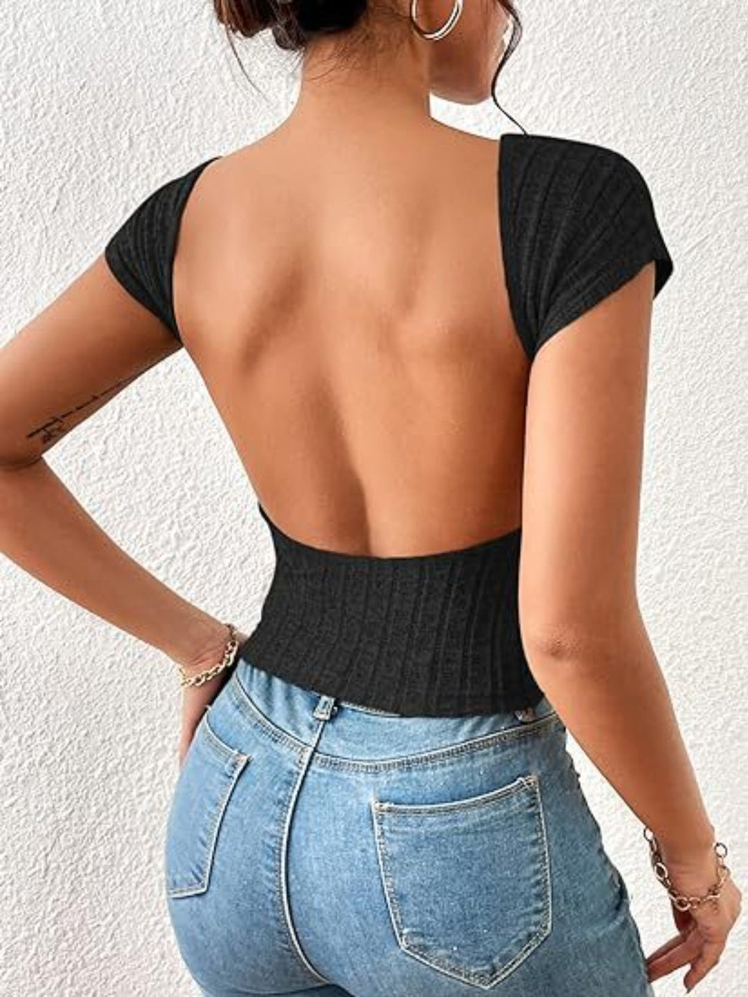 Backless Short Sleeve T-Shirt by Coco Charli