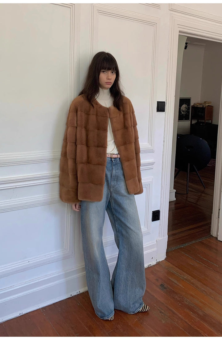 "Magic Dream" Retro Modern Washed Chicken Claw Wrinkled Jeans Women's Spacious Straight Wide Leg Pants by Firelady Fur