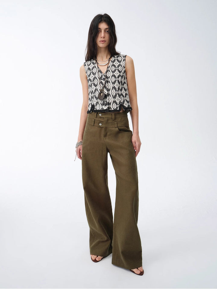 Old Money Style Linen Cut Scimitar Pants"Weiss Love Letter" by Firelady Fur