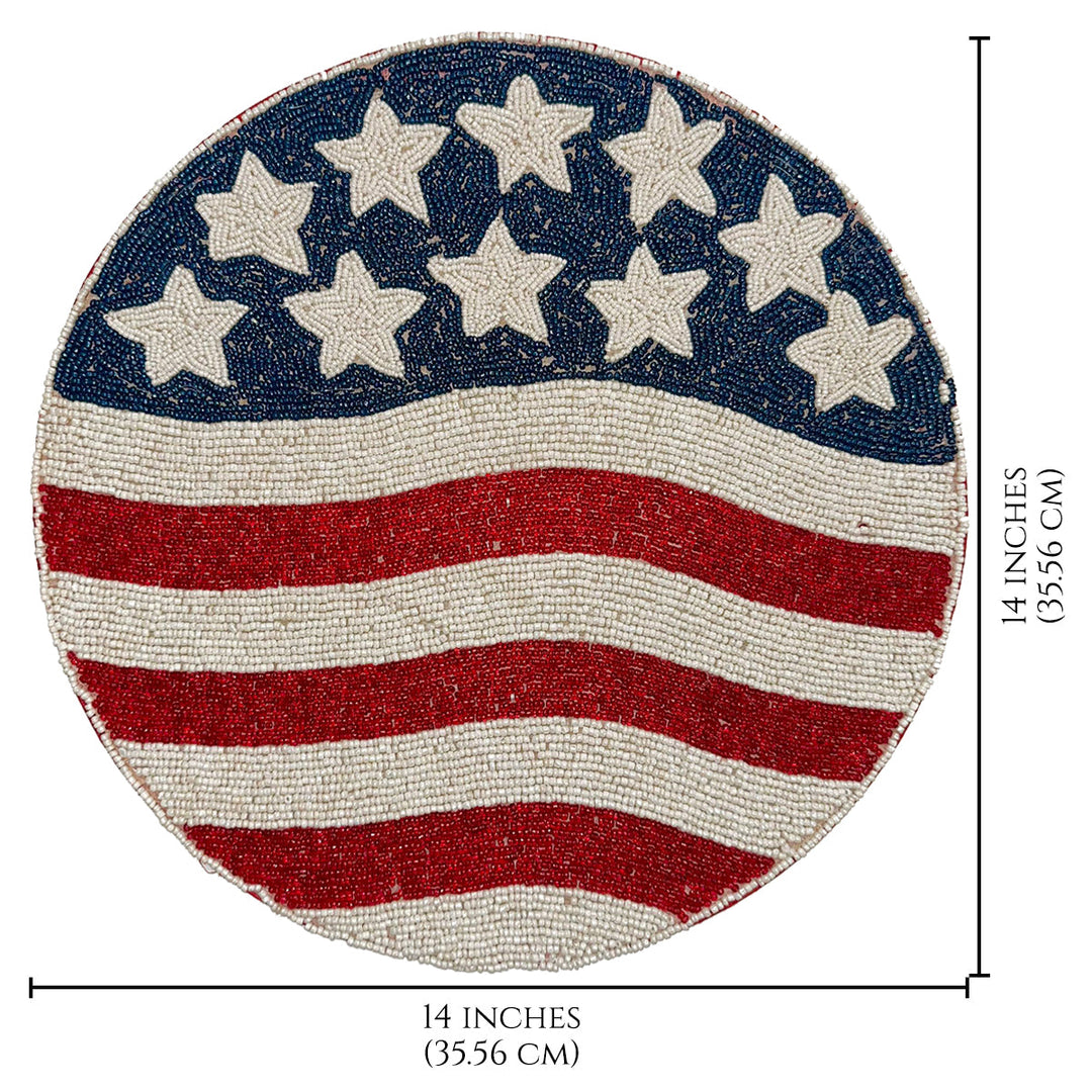 USA Flag Round Beaded Placemats by Decozen