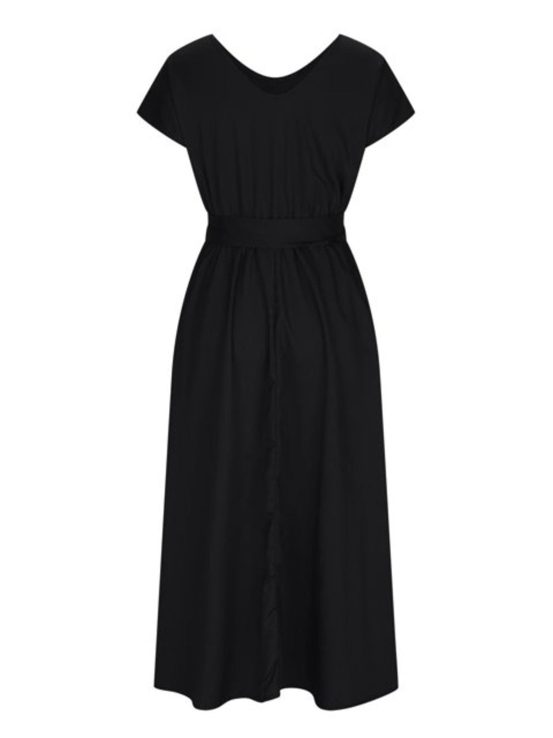 Ruched V-Neck Cap Sleeve Dress by Coco Charli