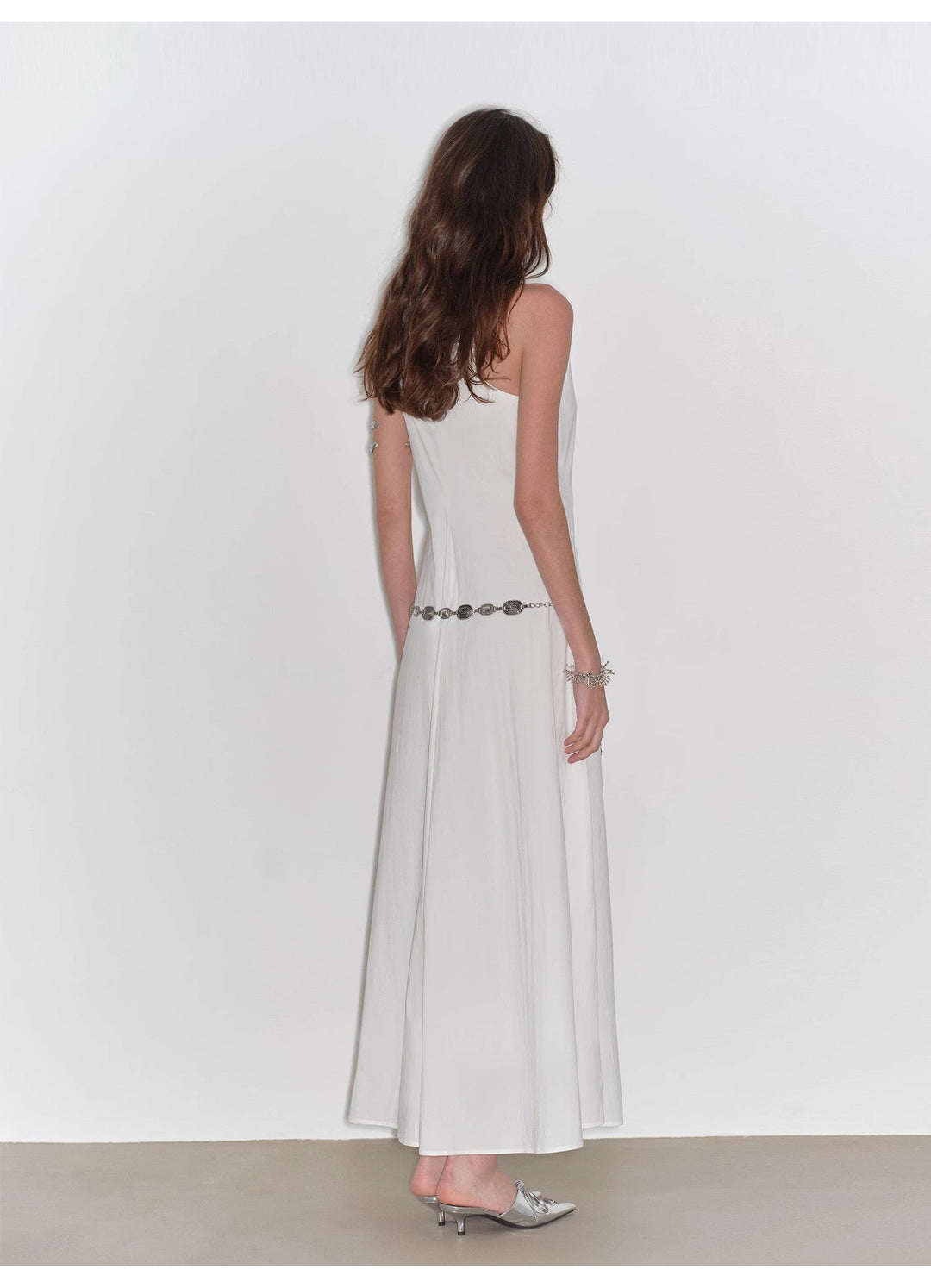 "Lake Bled" Simple and slim texture U-neck A-line slim fit vest dress by Firelady Fur