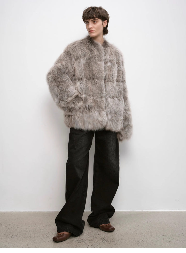 "Blue Island" heavy-duty distressed, slim and durable mid-rise curved knife cotton washed jeans by Firelady Fur