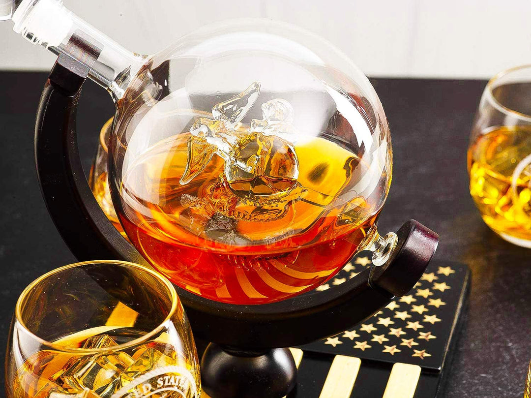 Marine Decanter Set With 4 Whiskey Glasses 1000ml Marines Gift Decanter by The Wine Savant by The Wine Savant